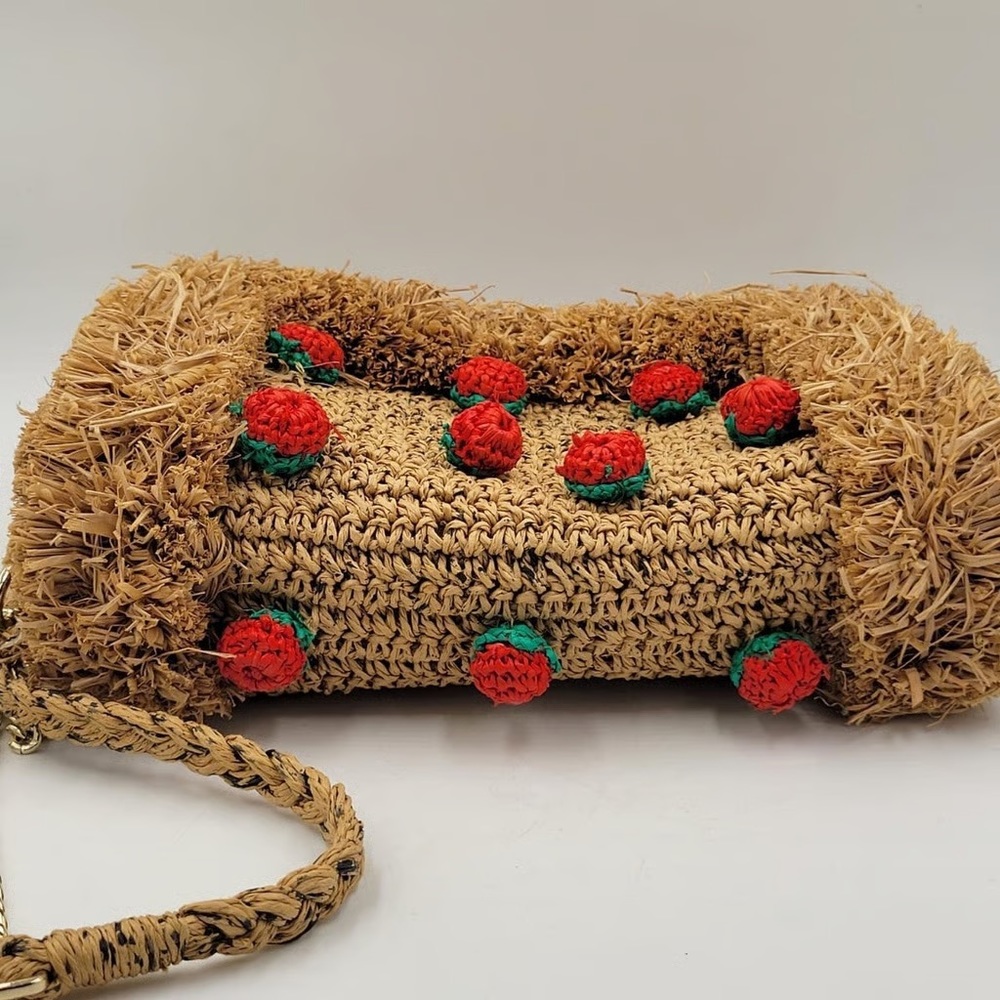 Zara strawberry straw raffia clutch bag - Picture 4 of 11